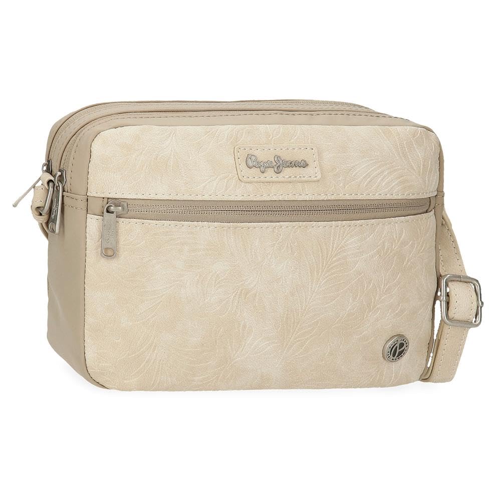 Pepe Jeans Jana Torba na ramię Dwukomorowa Beżowy 24X16X9 cm Poliester z Detalami ze Sztucznej Skóry by Joumma Bags, beż, Talla única, torba na ramię z dwoma