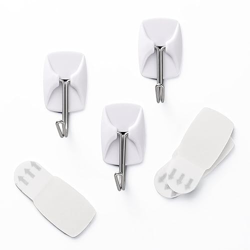 Miniatura 4 de 40 tiras de repuesto para ganchos de palanca de alambre pequeño blanco, sin herramientas, tiras de repuesto adhesivas para ganchos de pared, tiras