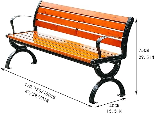 Miniatura 8 de Bancos de aluminio fundido para exteriores, de madera preservativa de 67 pulgadas (66.9 in), perfecto para patio trasero, césped, porche, camino