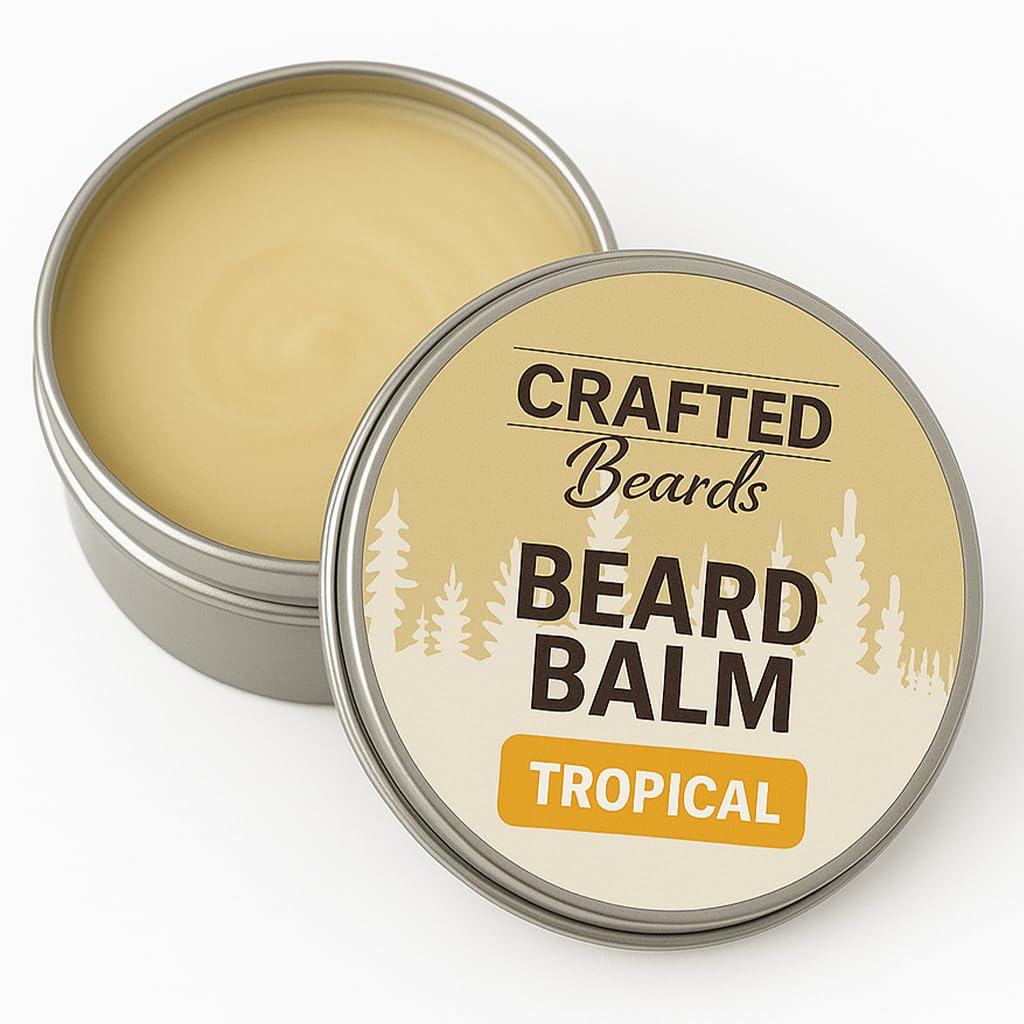 Beard Balm - Tropical Scent - 2oz Tin - Beard Wax - Light Hold - (TR)