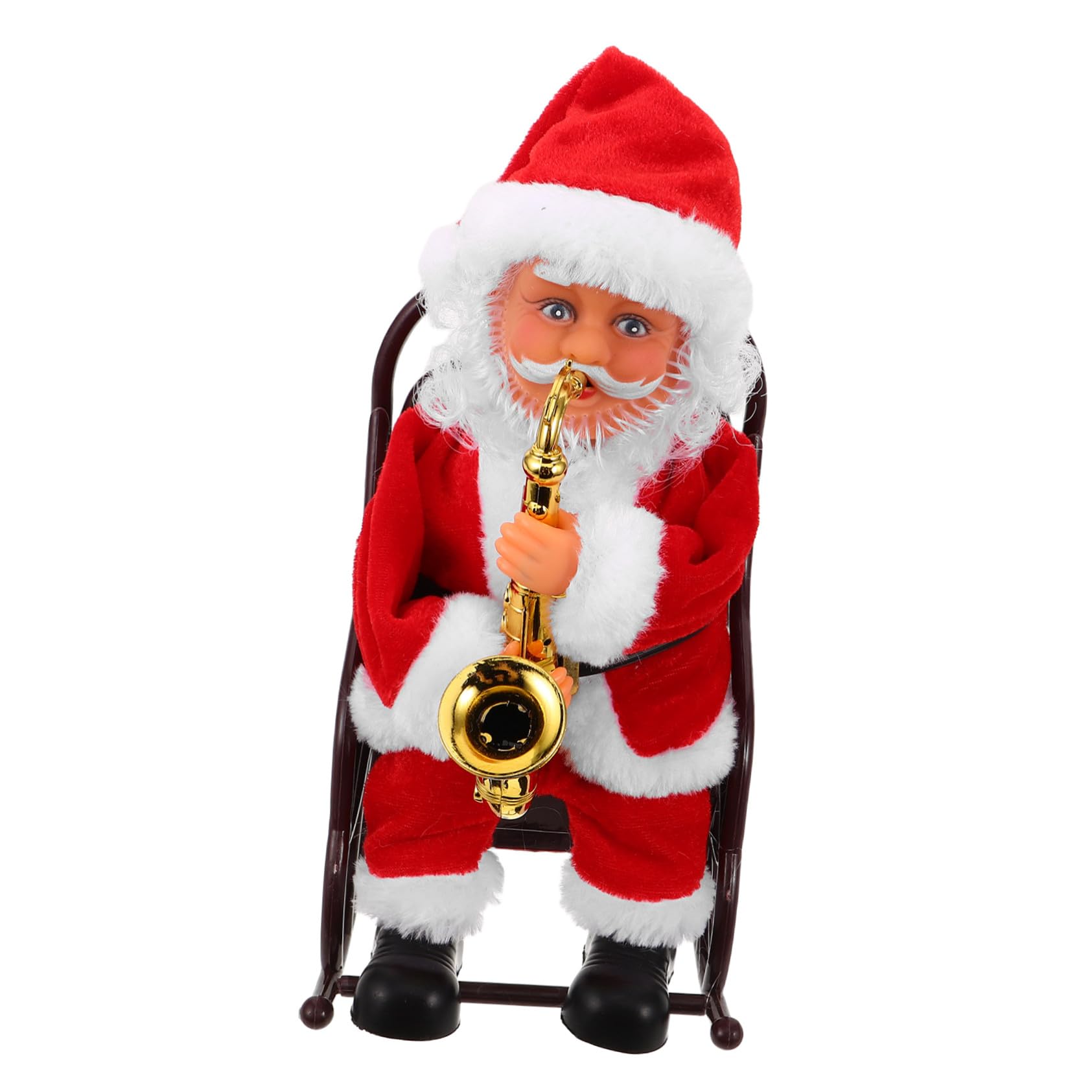 Hemobllo Juguete de Papá Noel Eléctrico con Música y Instrumento Figura Decorativa para Fiestas de Navidad Mediano