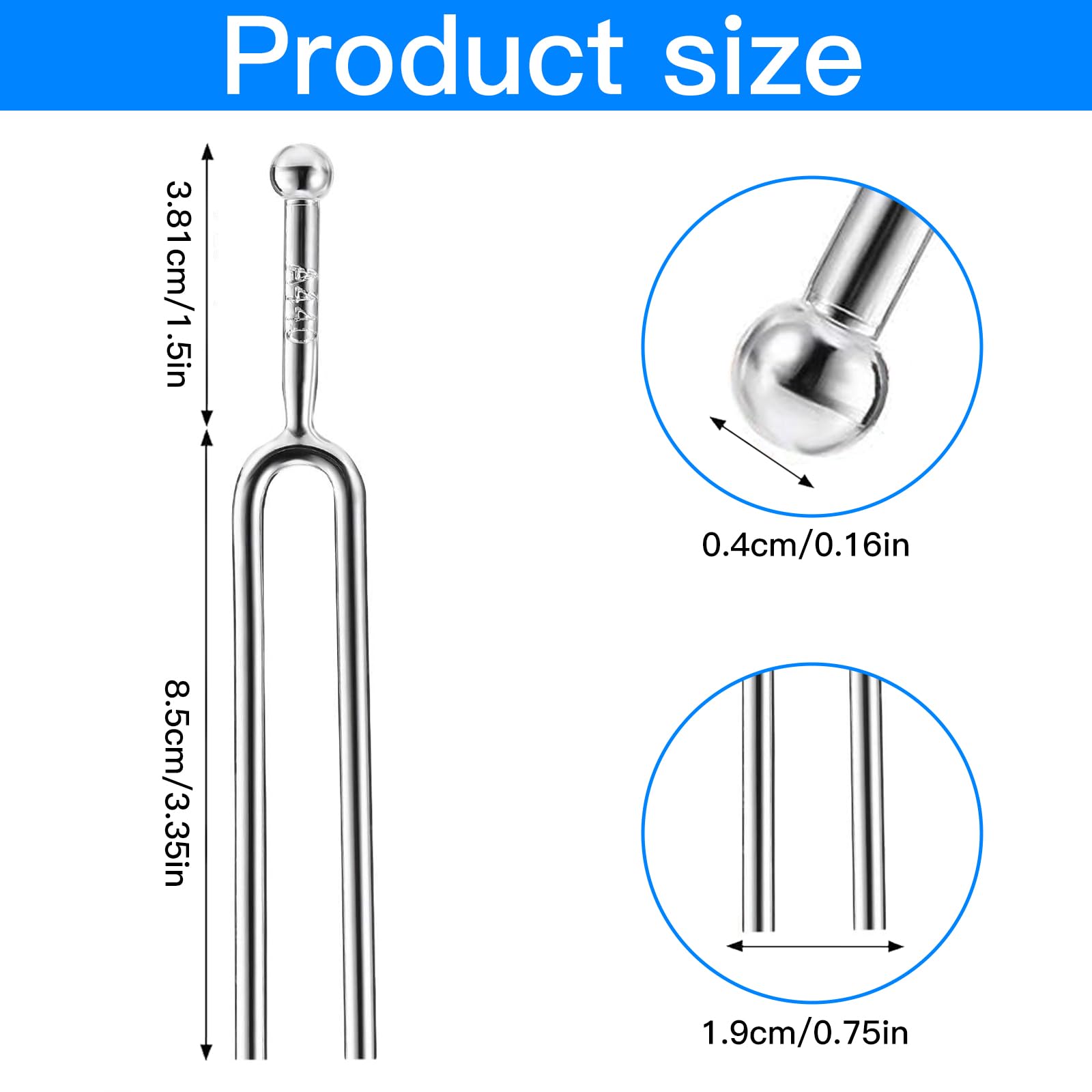 OFKPO A440 Hz Tuning Fork, Tuning Violins, Pianos, Guitars Musical Instruments Tool(Silver) - Image 2