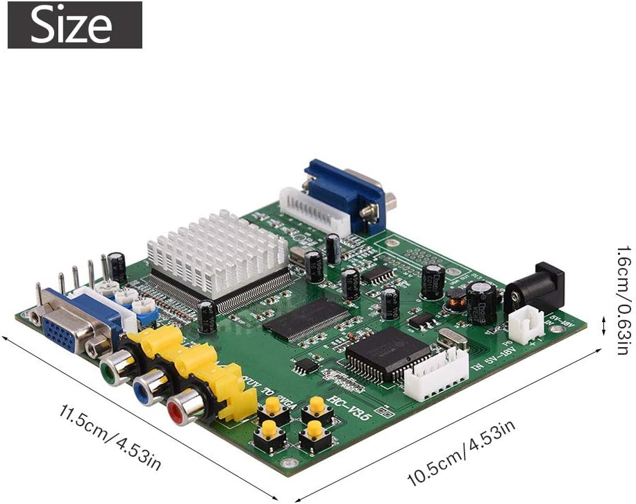 Zerone Game CGA/EGA/YUV/RGB to VGA HD Video Converter Adapter Board for CRT LCD PDP Monitor, with True Digital 24-Bit A/D Converter