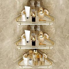 BAHELS Corner Shower Caddy Bathroom Shelf Toilet Washstand Golden Acrylic Triangle Storage Rack Without Punching Shower Caddy Organizer