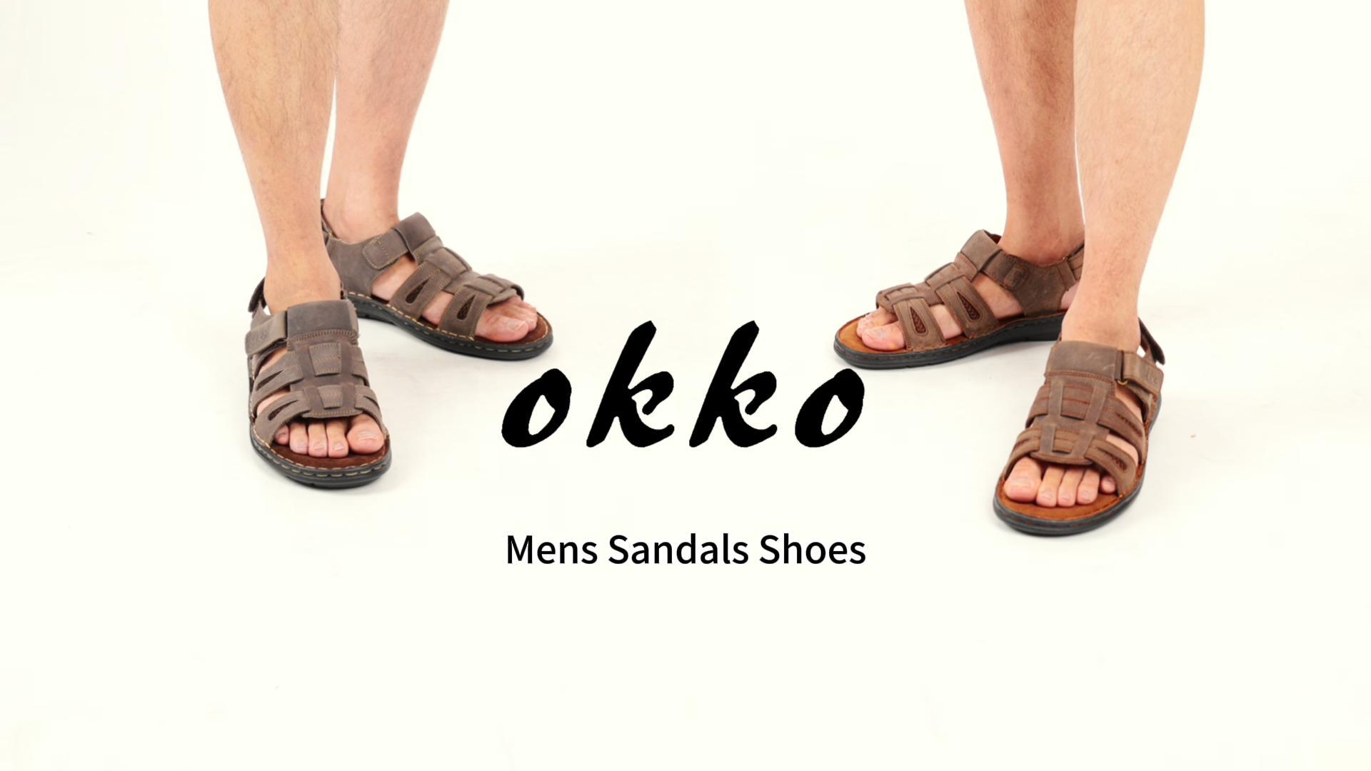 Okko Men\'s Brown Leather Sandals OKKO Mens Leather Sandals Open Toe Athletic Fisherman Sandal  main image 3