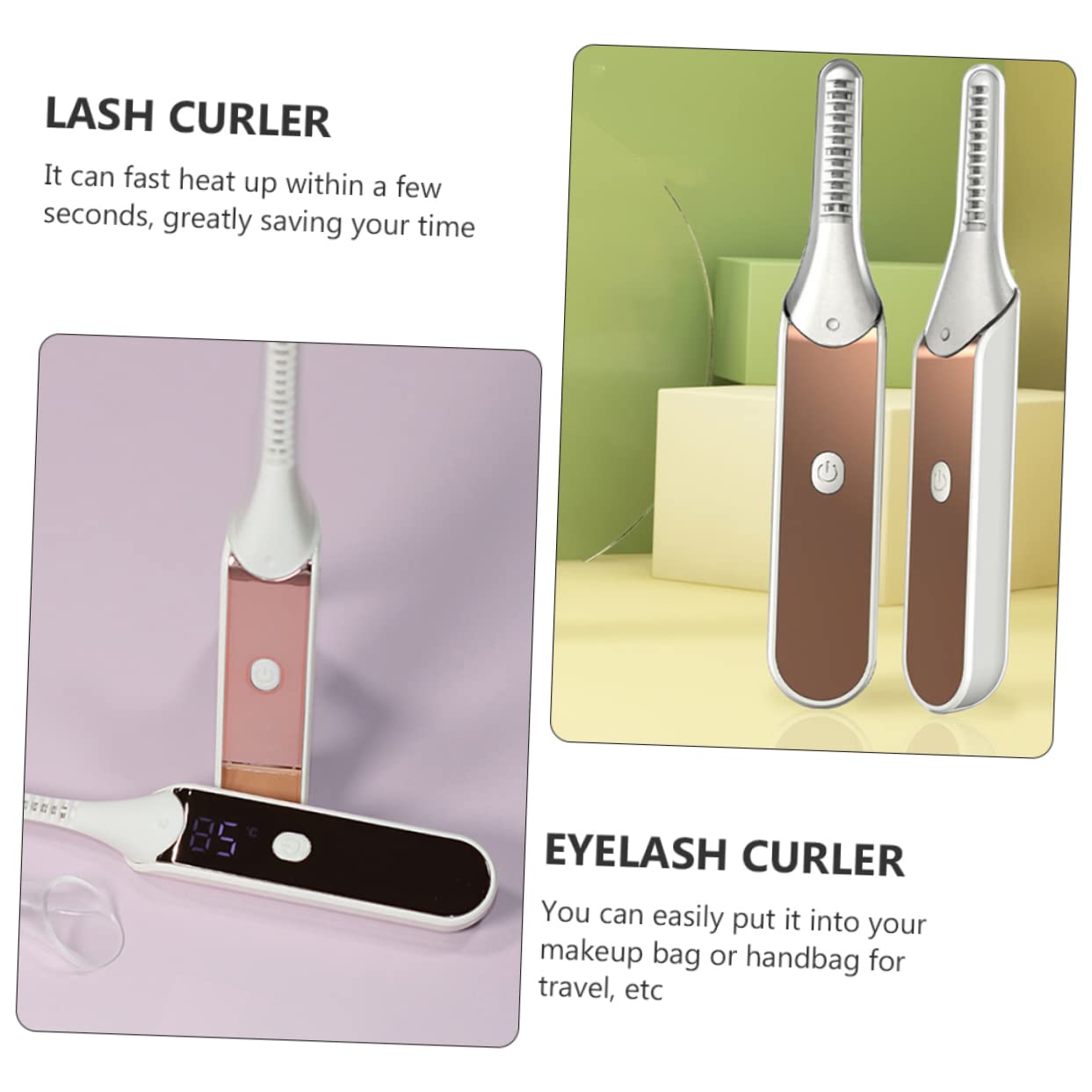 Beaupretty Lot de 2 Recourbe-cils Électriques Élégants Rechargeables 4 Réglages de Chaleur Faciles à Utiliser pour Des Cils Naturels Ultra-frisés