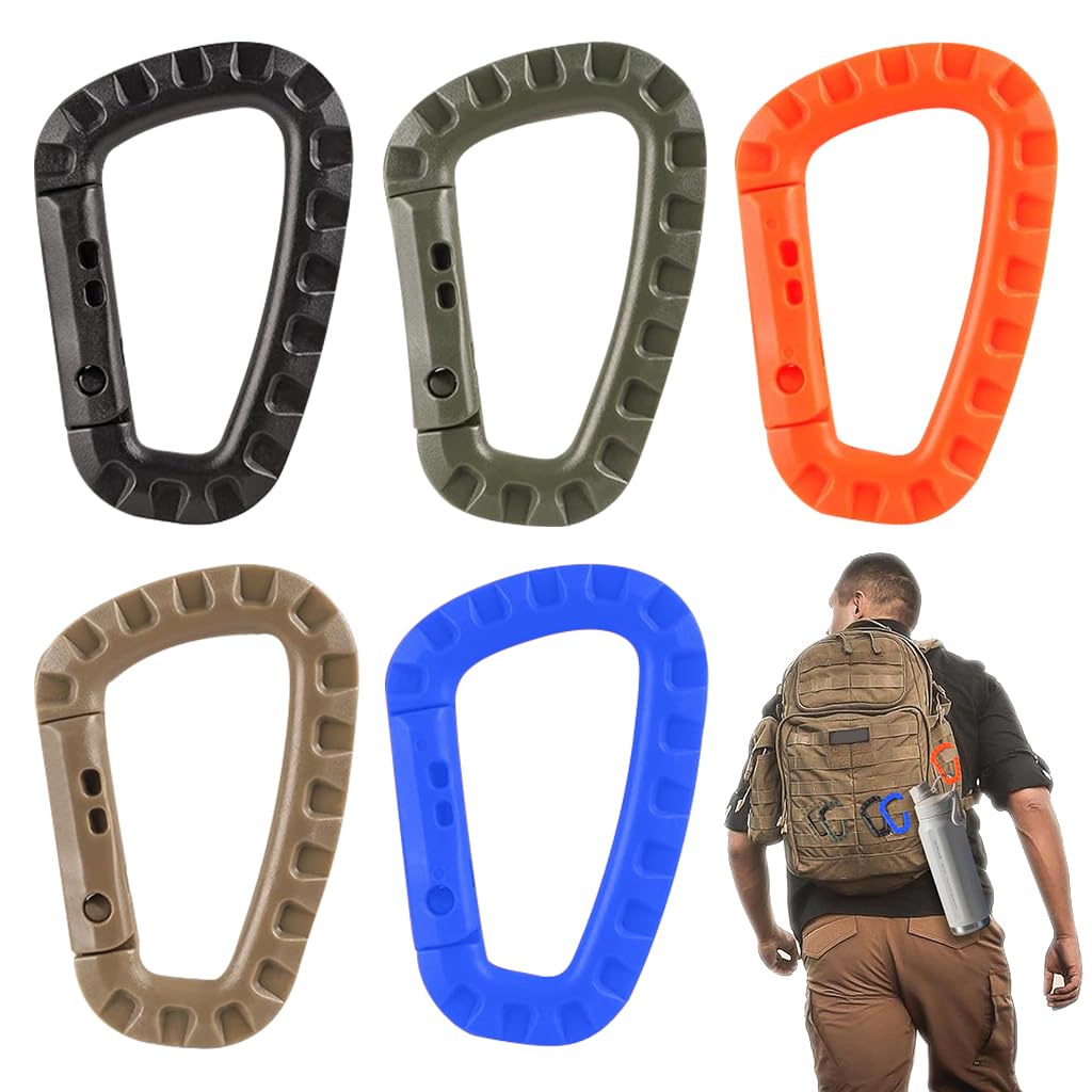 Proberos® 5 Pcs Outdoor Hiking Carabiner 5.6x8.5cm Colored Carabiner for Camping Backpack, Multipurpose High-Intensity Plastic Keychain for Backpack, Camping, Gardening, Outdoor
