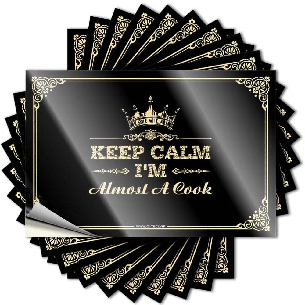 Funny Stuff, Decals Funny Window Quote Stickers, Heavy No Residue Decals for Luggage | Fishing Party Favor Custom Keep Calm I'm Almost A Cook(12X18CM)
