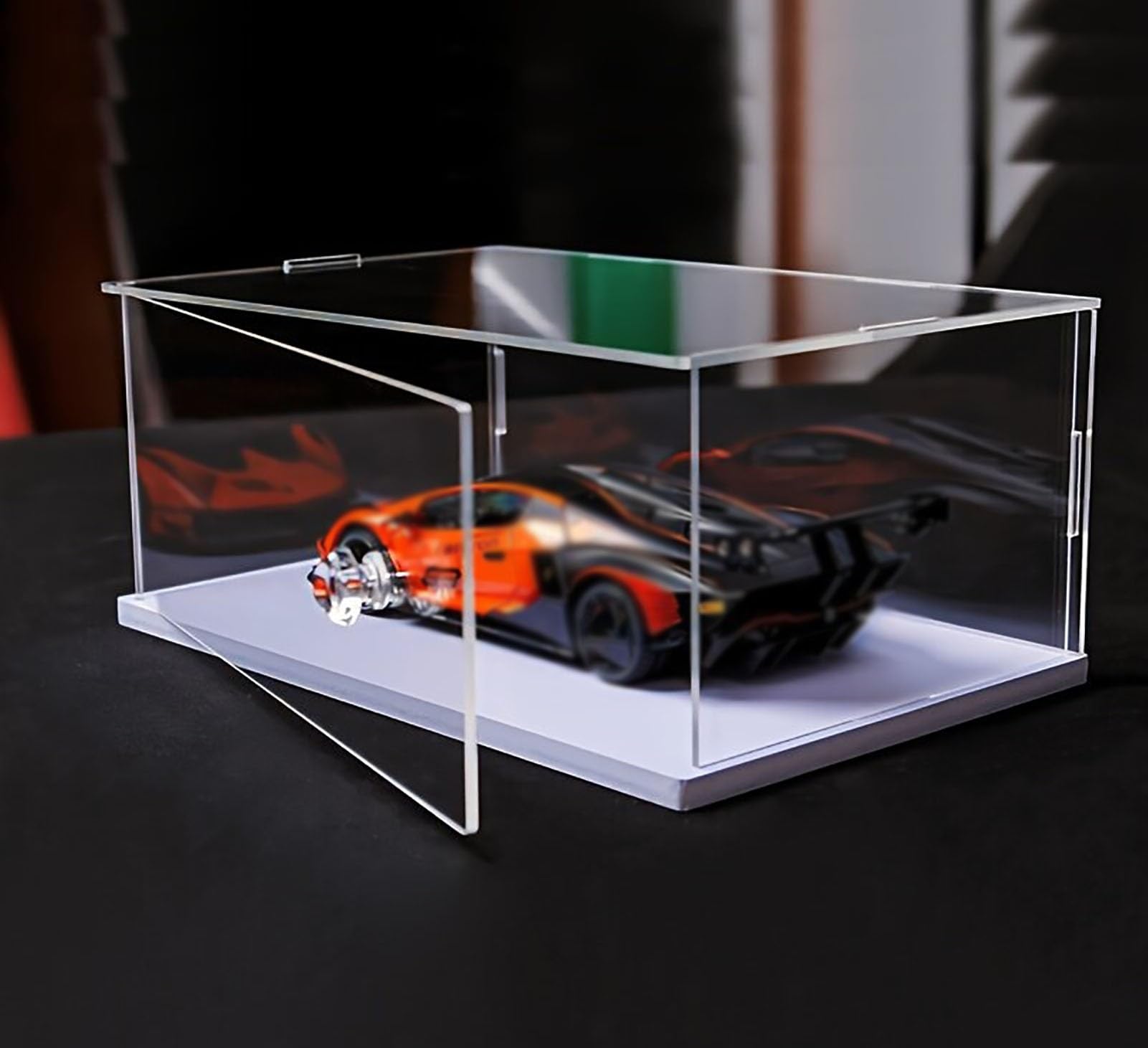 Vitrina de Acrílico Vitrina Acrílica Alargada para Balones de Fútbol Orientación Intercambiable, Muebles Organizadores Rectangulares Exhibir Miniaturas Maquetas Barcos(45x25xH20cm/18x10x8in)