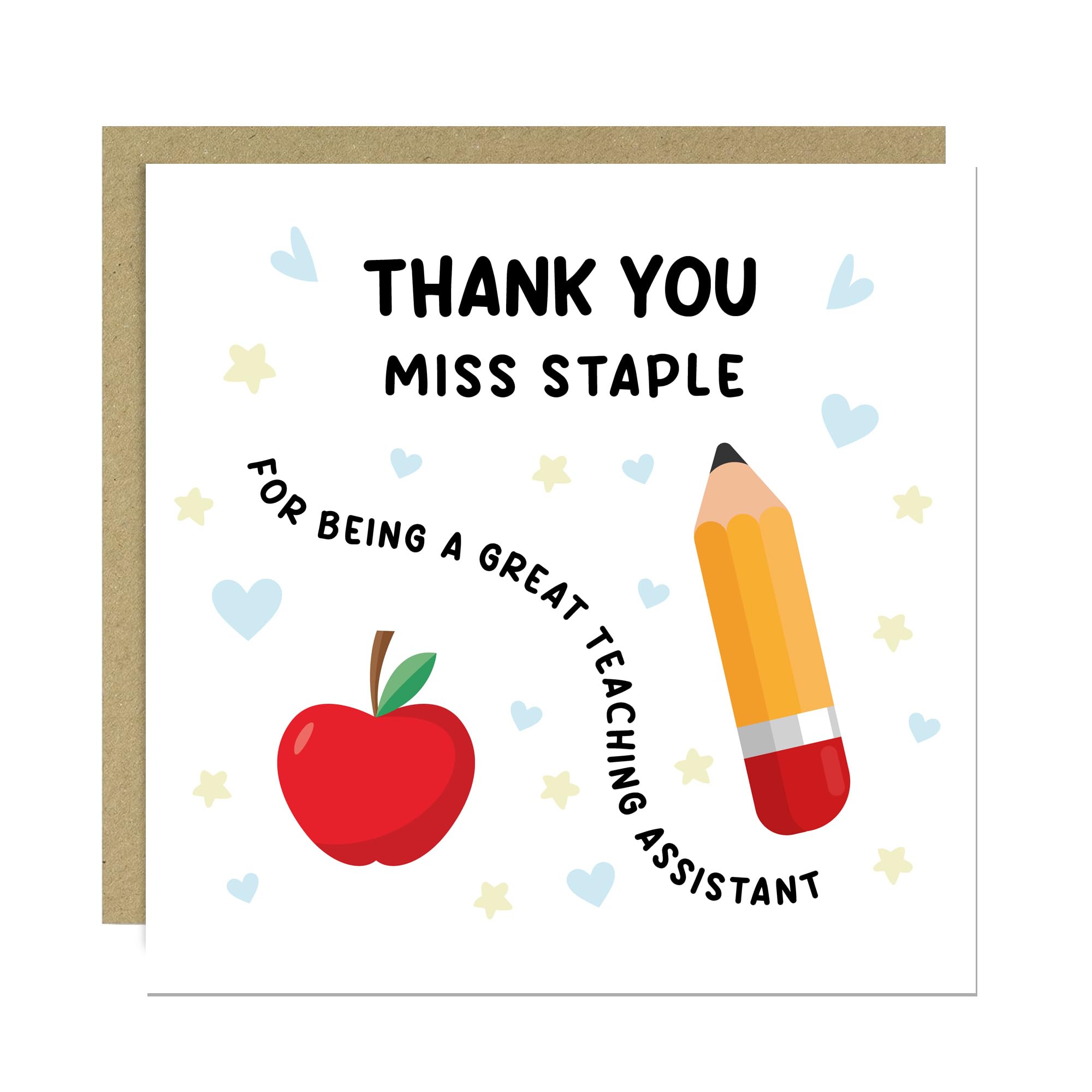 RED OCEAN Personalised Teaching Assistant Card With Kraft Envelope Card For Him Her Thank You For Him Her Men Women Keepsake