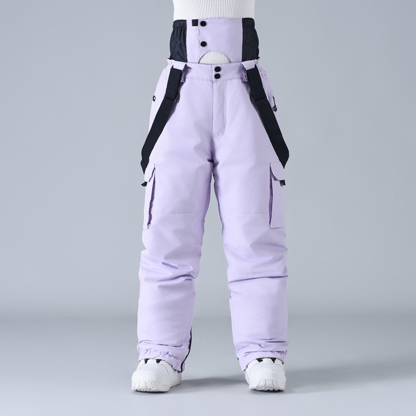 Generisch Herren Skihose Winddicht Winter Outdoor Sportkomfort Hose Mit Doppeltaschen Einfarbig Verdickt Warm