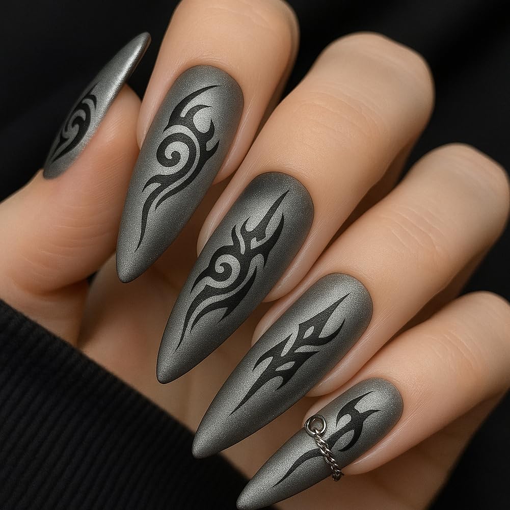 PH PandaHall 3 placas de estampado de uñas estilo tribal con patrón de remolino, plantillas de arte de manicura gótica, plantillas de arte de manicura con llama, mariposa, placa de sello para mujeres