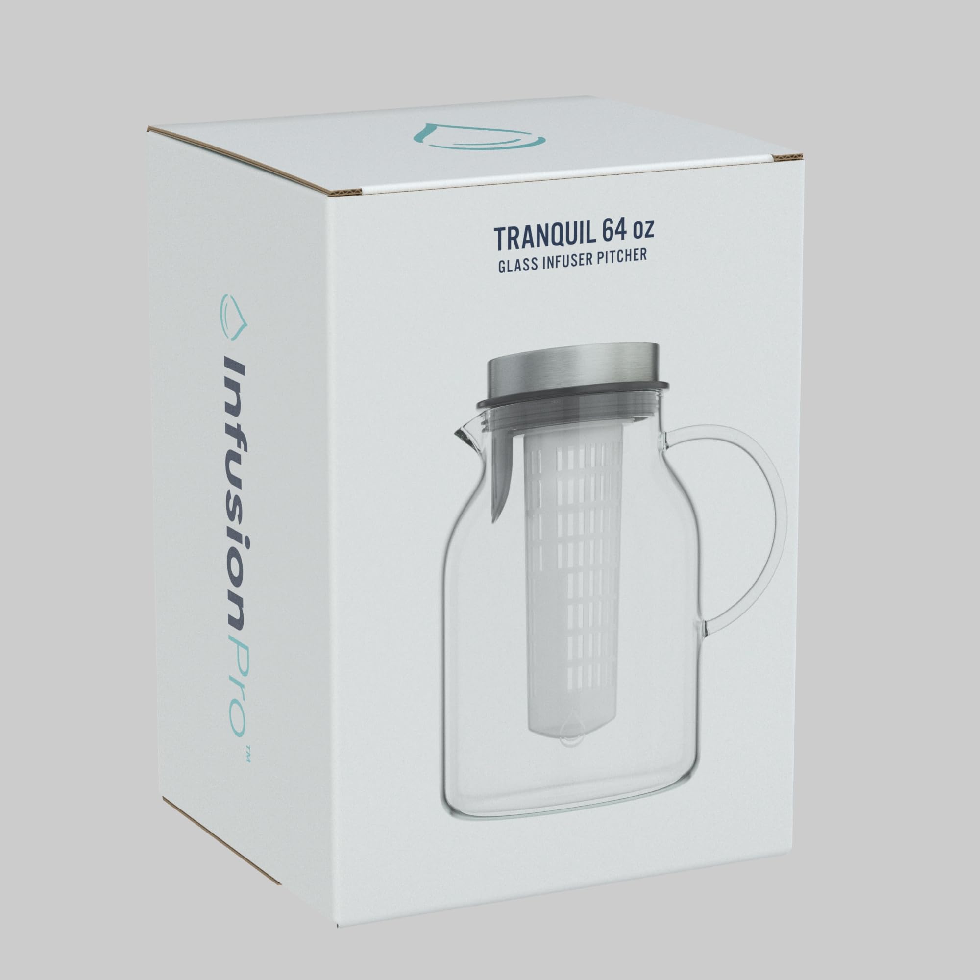 Jarra de agua con infusor de frutas de vidrio, resistente al calor para uso frío/caliente, gran jarra de té helado | Colección Tranquil, 2 cuartos de galón 9