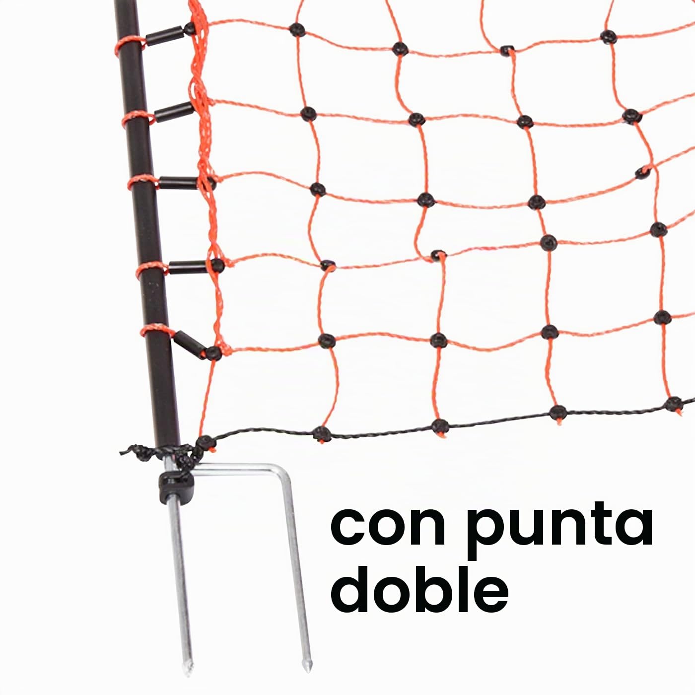 VOSS.farming Malla eléctrica para gallinas “farmNET”, Rollo de 25m de Longitud y 112cm de Altura, 9 Postes con Punta Doble y Kit de reparación