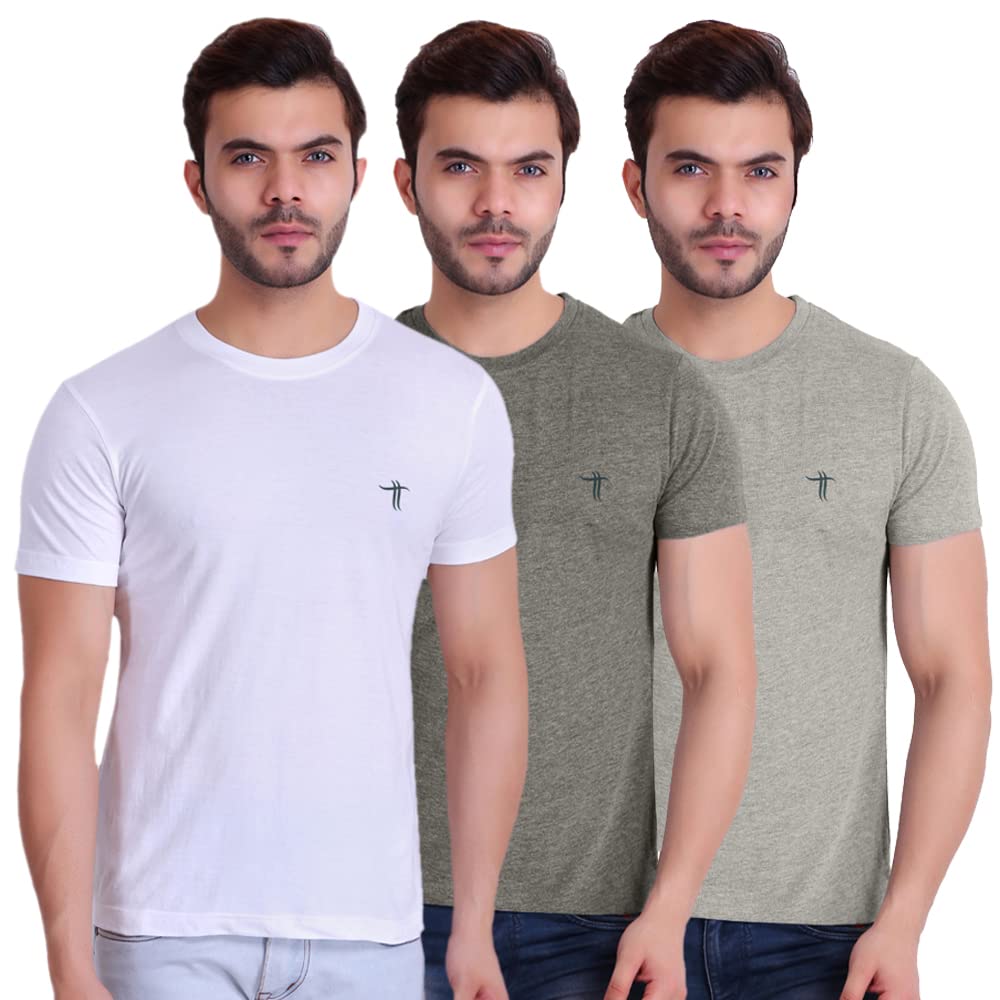T.T. Men Solid Cotton Round Neck T-Shirts