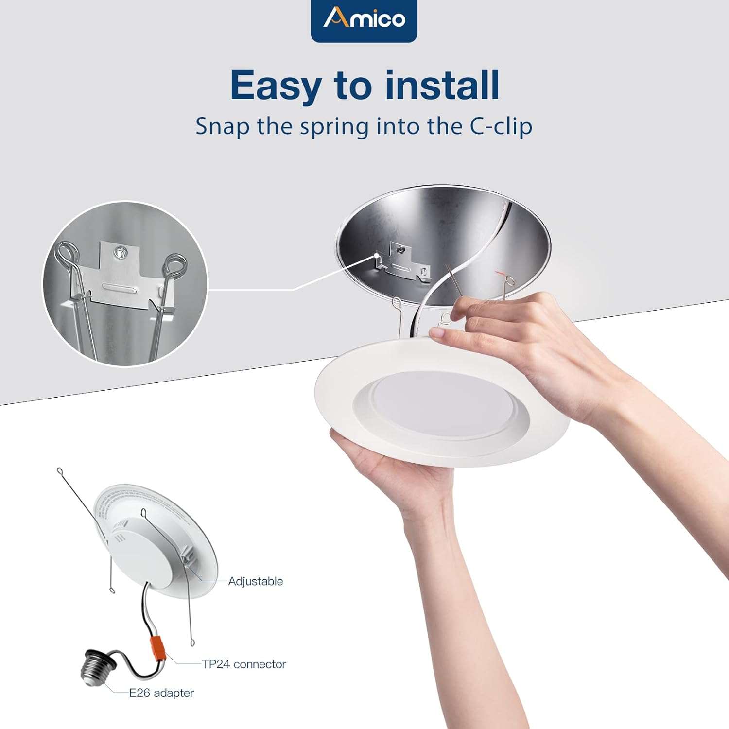 Buy Amico 5/6 inch 5CCT LED Recessed Lighting 12 Pack, Smooth Trim