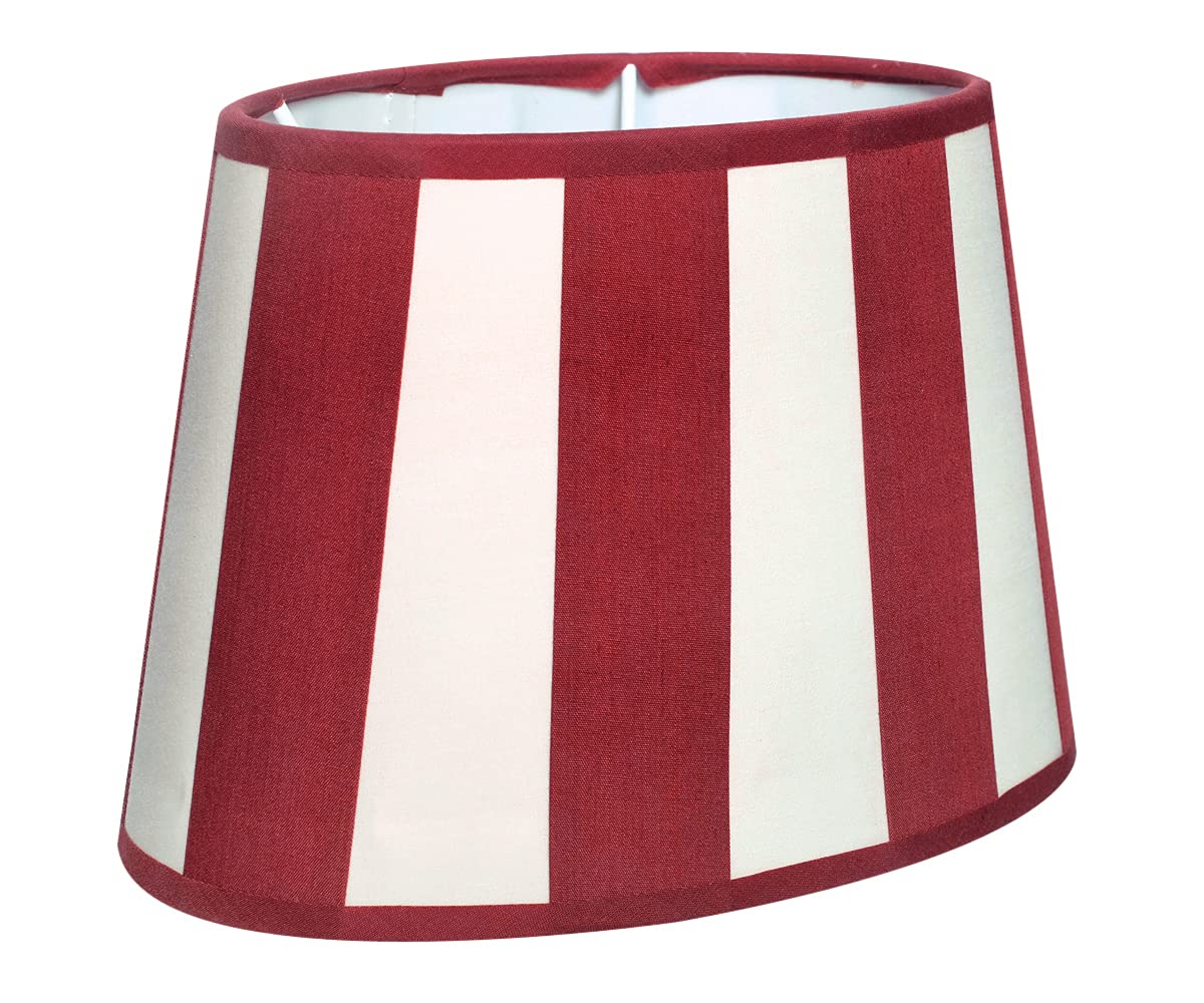 Pantalla para lámpara de mesa, diseño de rayas, casquillo E14, casquillo E27, máximo 40 W (vino/crema)