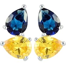 RIZILIA Stud Pierced Earrings with Pear Cut CZ [White Cubic Zirconia] in White Gold Plated, Simple Modern Elegant