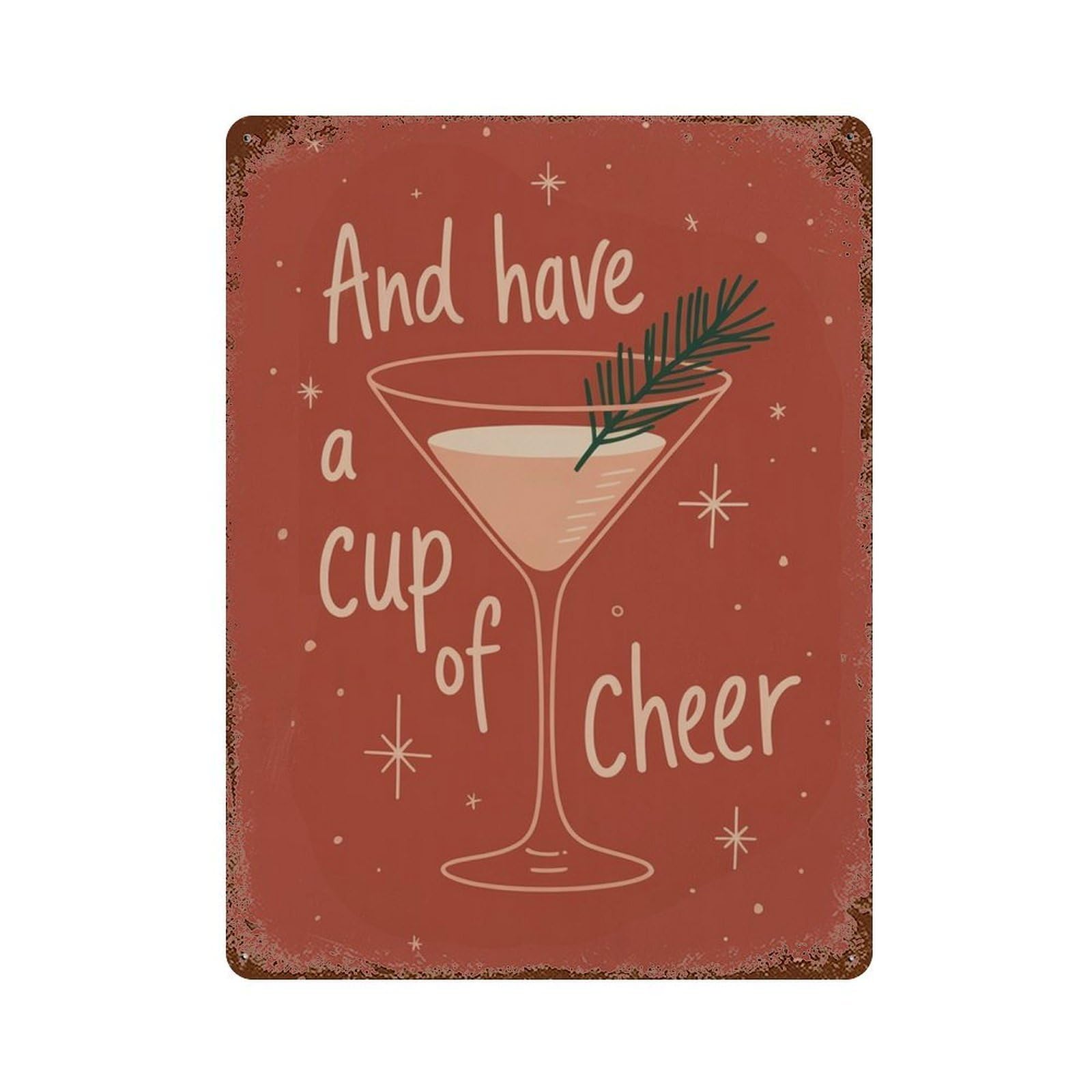 xiaoxiaoshen Cup of Cheer Retro Christmas Festive Cocktail Holiday Bar Red Typography Cheerfu Wall Decor Art Metal Tin Poster Modern Home Decor Art Home Bar Shop Decorations Vintage Sign 40x30cm