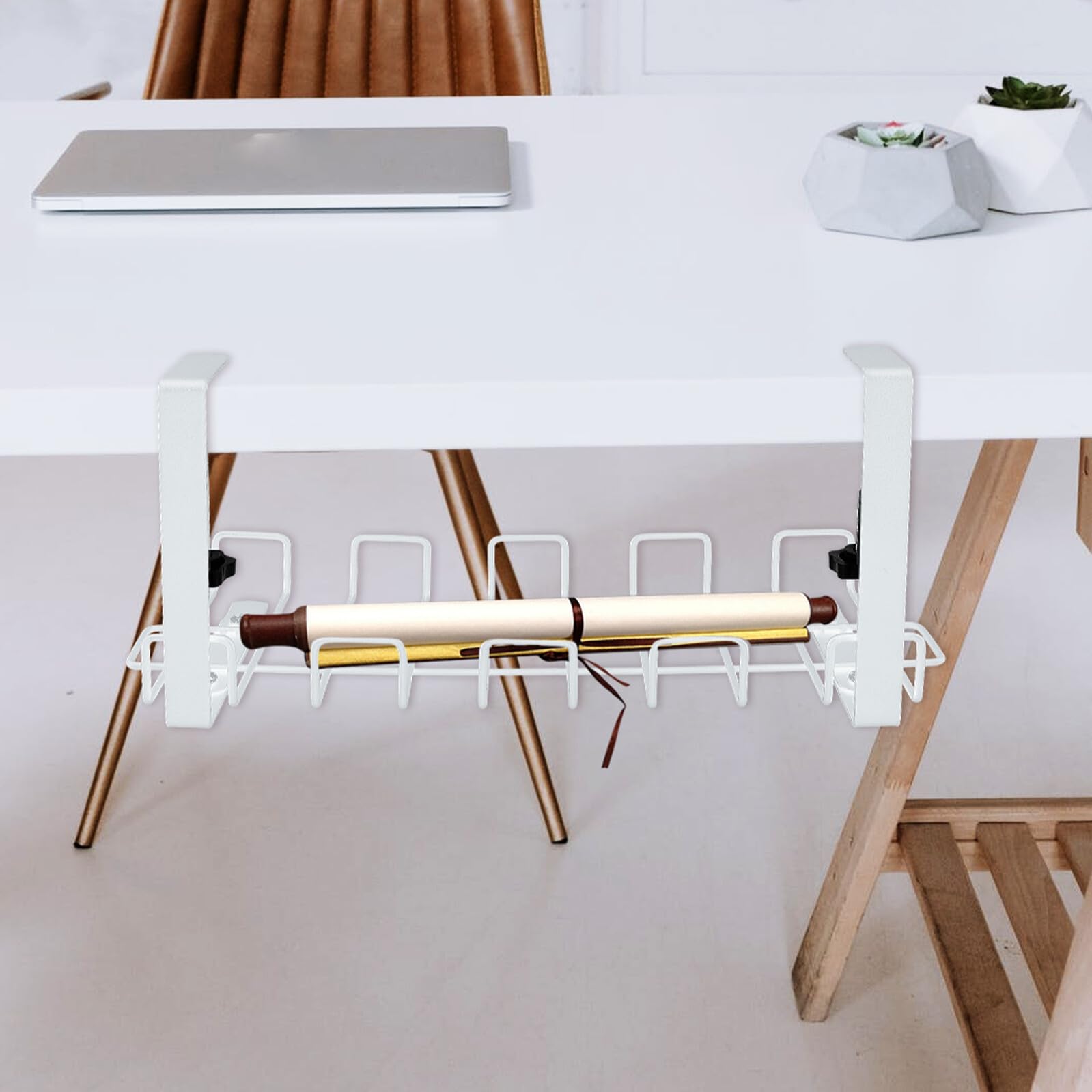 OUNONA Panier de Rangement pour Câbles Support de Câbles sous Bureau en Acier Carbone Sturdy Construction Fixing Belt pour Bureau et Maison