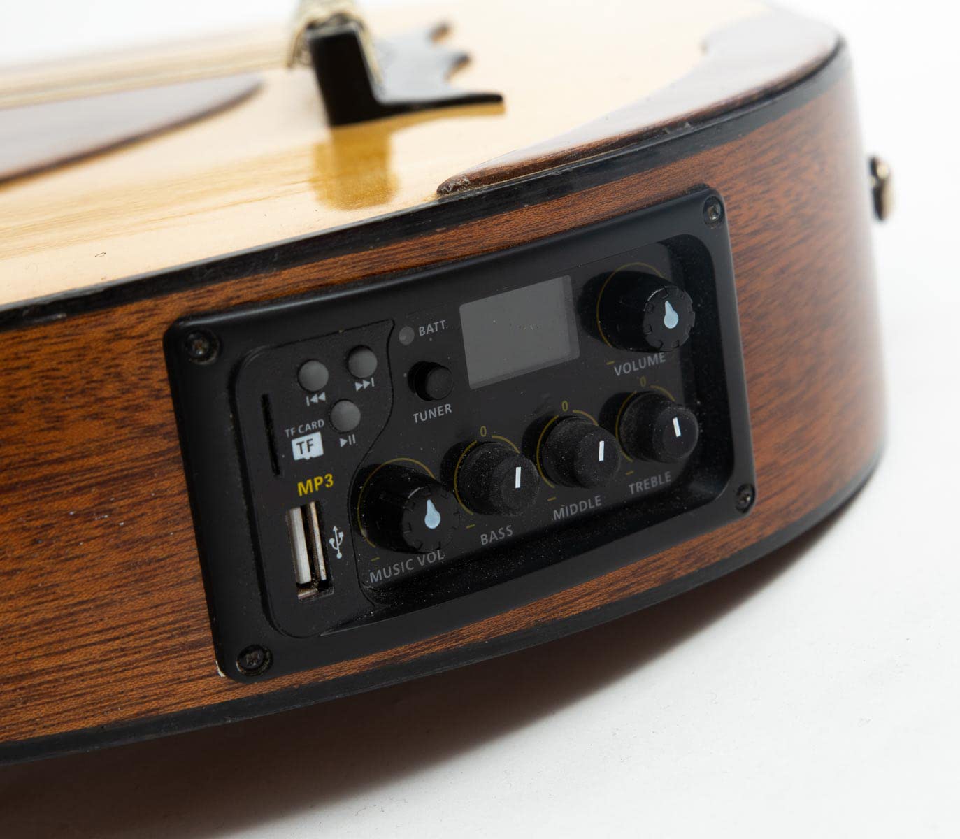 Concert Acoustique électrique Oud Acajou semi-creux avec égaliseur et étui souple