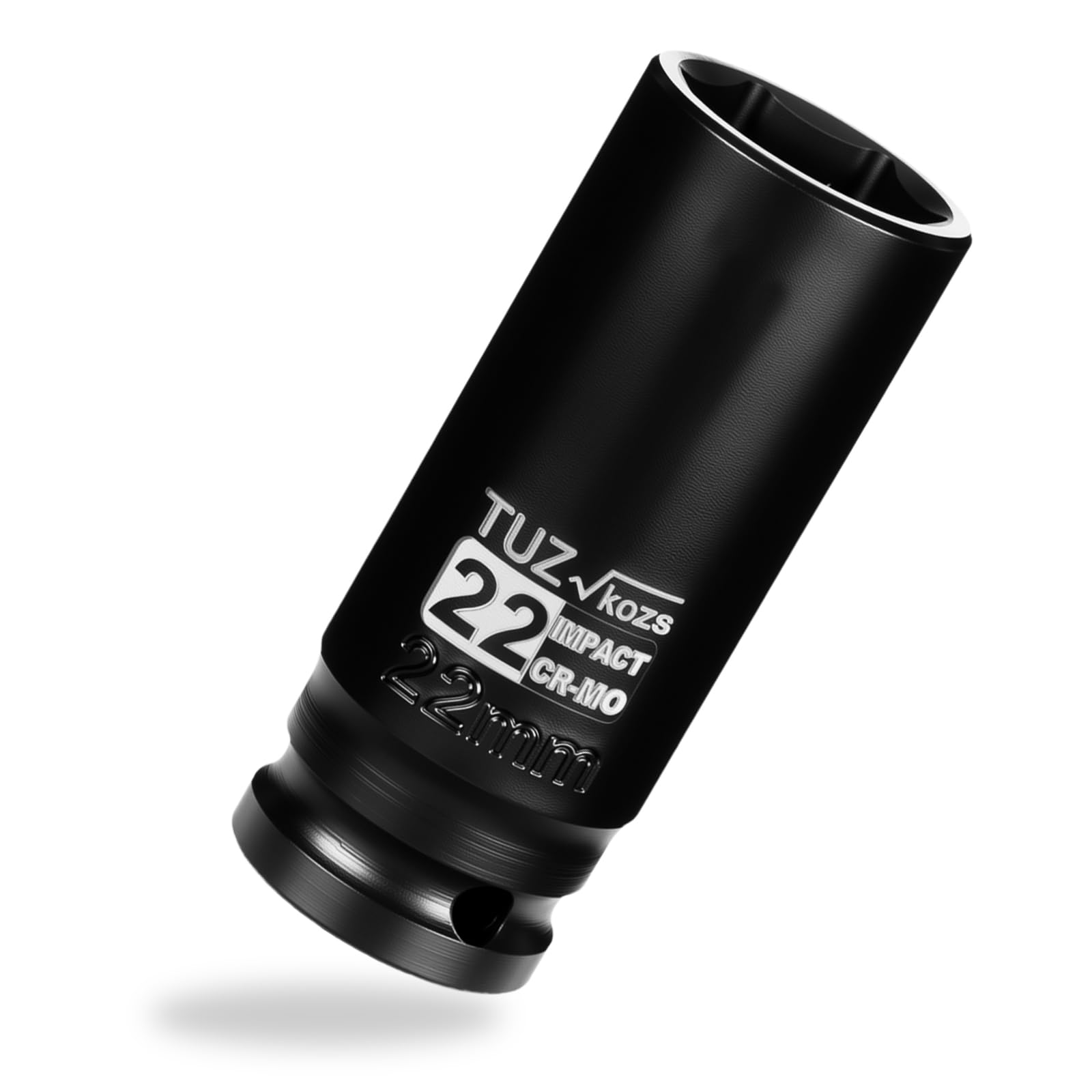 TUZkozs 1/2 Inch Drive 22mm Deep Metric Impact Socket,CR-MO,6 Point Radius Corner Design,Square Chamfered Opening,Axle Nut Impact Grade Socket for