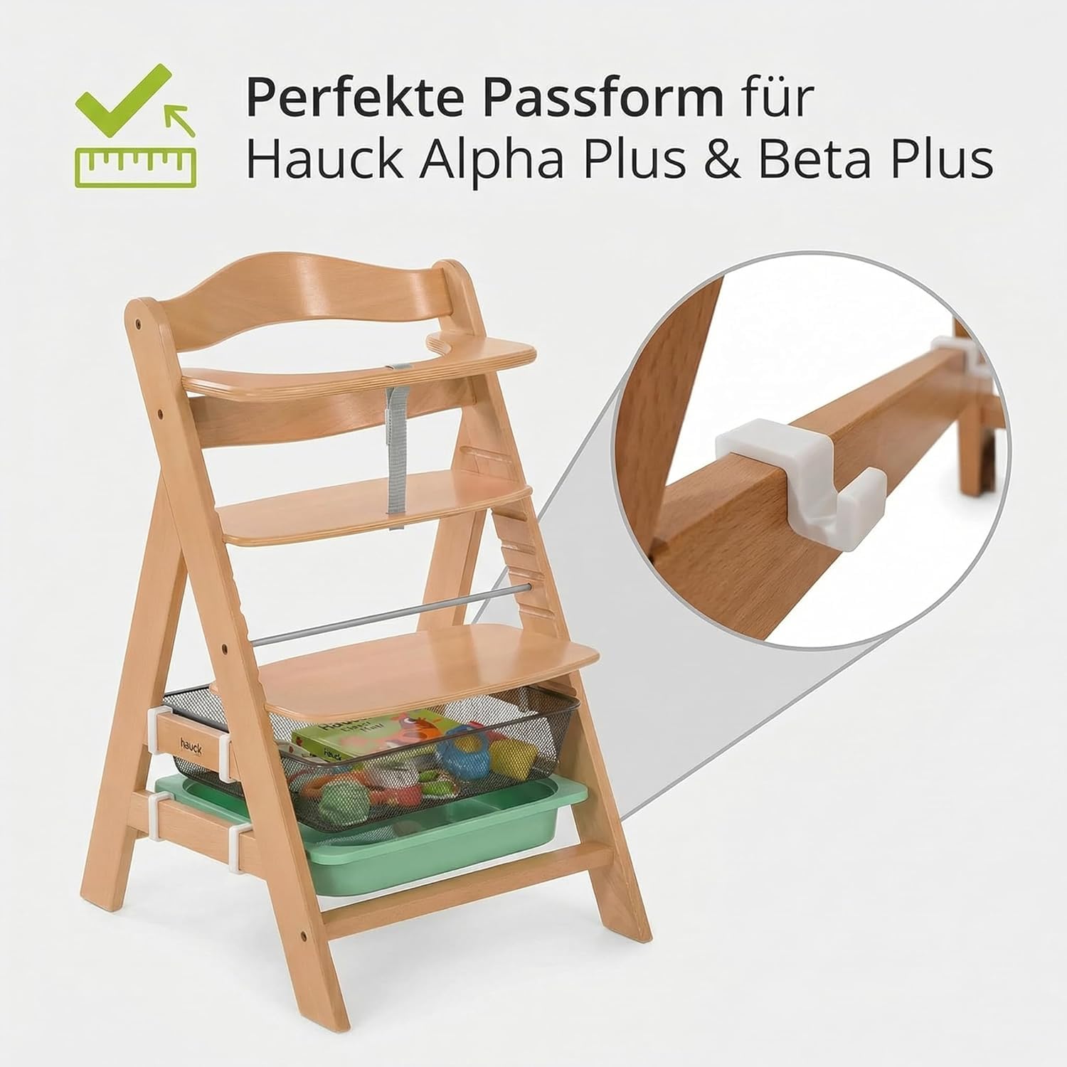 8er Set Adapter passend für Hauck Alpha & Beta Hochstuhl – kompatibel mit IKEA Trofast Box & Korb – Befestigung für 2 Boxen gleichzeitig – werkzeuglose Montage – R-Satz Shop - 4