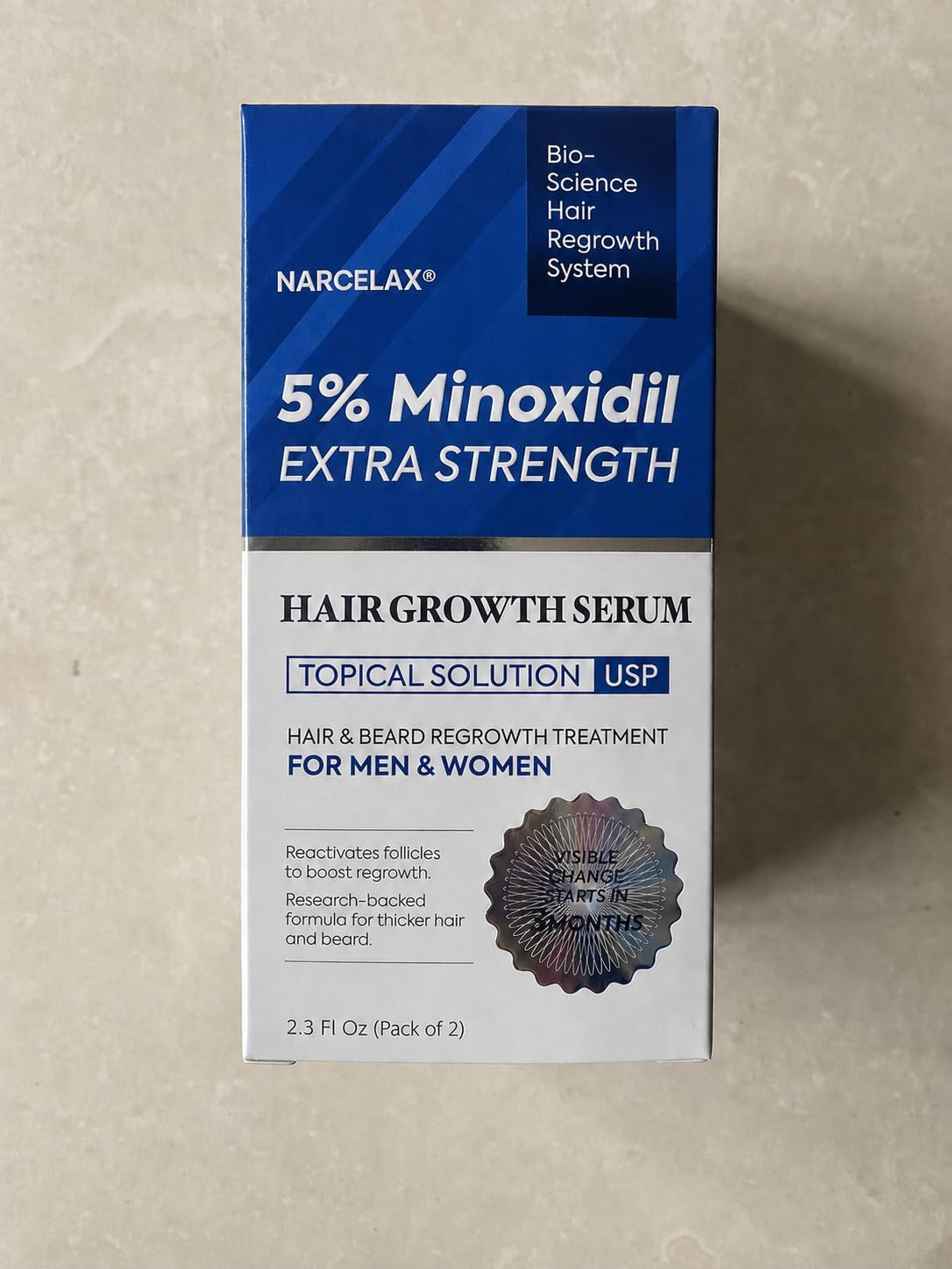 5% Minoxidil Hair Growth for Men and Women: Extra Strength Minoxidil Beard Regrowth Treatment Serum with Biotin for Thinning Hair Loss