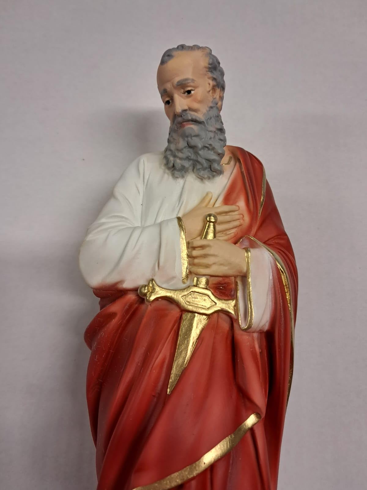 Generico ArteSacraCaravaggio Statua di San Paolo cm 30 (11,81 inches) in marmo resina piena decorata a mano di produzione artigianale italiana