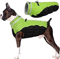Vista 65 de Lelepet Abrigo cálido para perro, abrigo de invierno para perro, chaqueta impermeable para perros con arnés integrado reflectante para mascotas