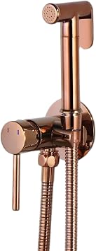 Rose Gold Bidet Sprayer for Toilet,Hot and Cold Mixing Brass Handheld Bidet Toilet Sprayer,Wall Mount Baby Cloth Diaper Spraying Kit for Cleaning