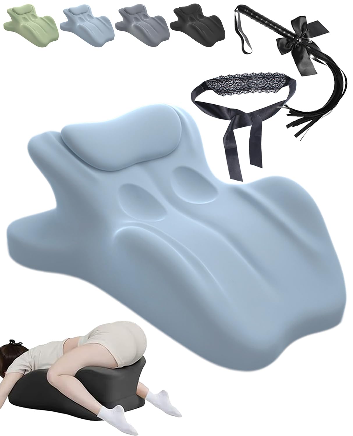 Couples Pillow for Intimacy, 27 Degree Couples Pillow Multi Functional Ergonomic Position Pillows for Intimacy Wedge, Adult Pillows for Intimacy All Perfect Position Easily Postures (Green) (Blue)