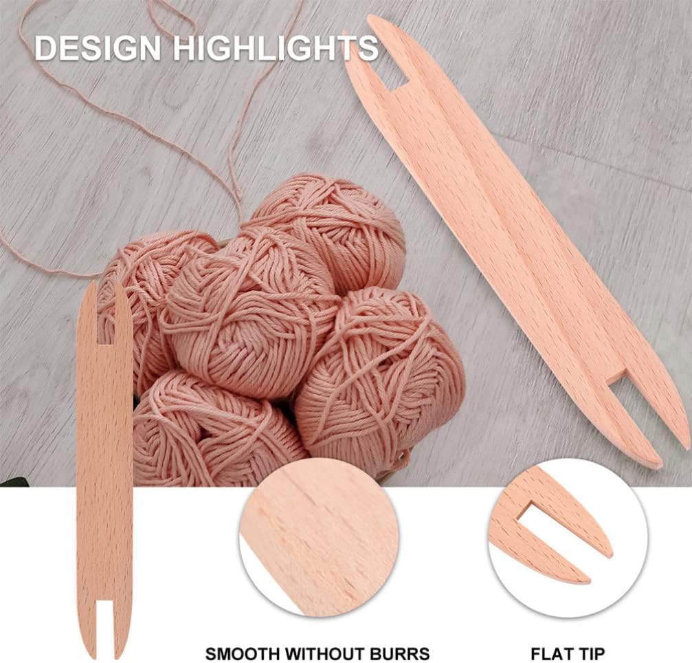 Ciieeo 4pcs Wooden Weaving Shuttle Diy Sweater Scarf Tapestry Weaving Sticks Knitting Tool Sewing Accessories for Diy Knitted Making Handmade Crafts
