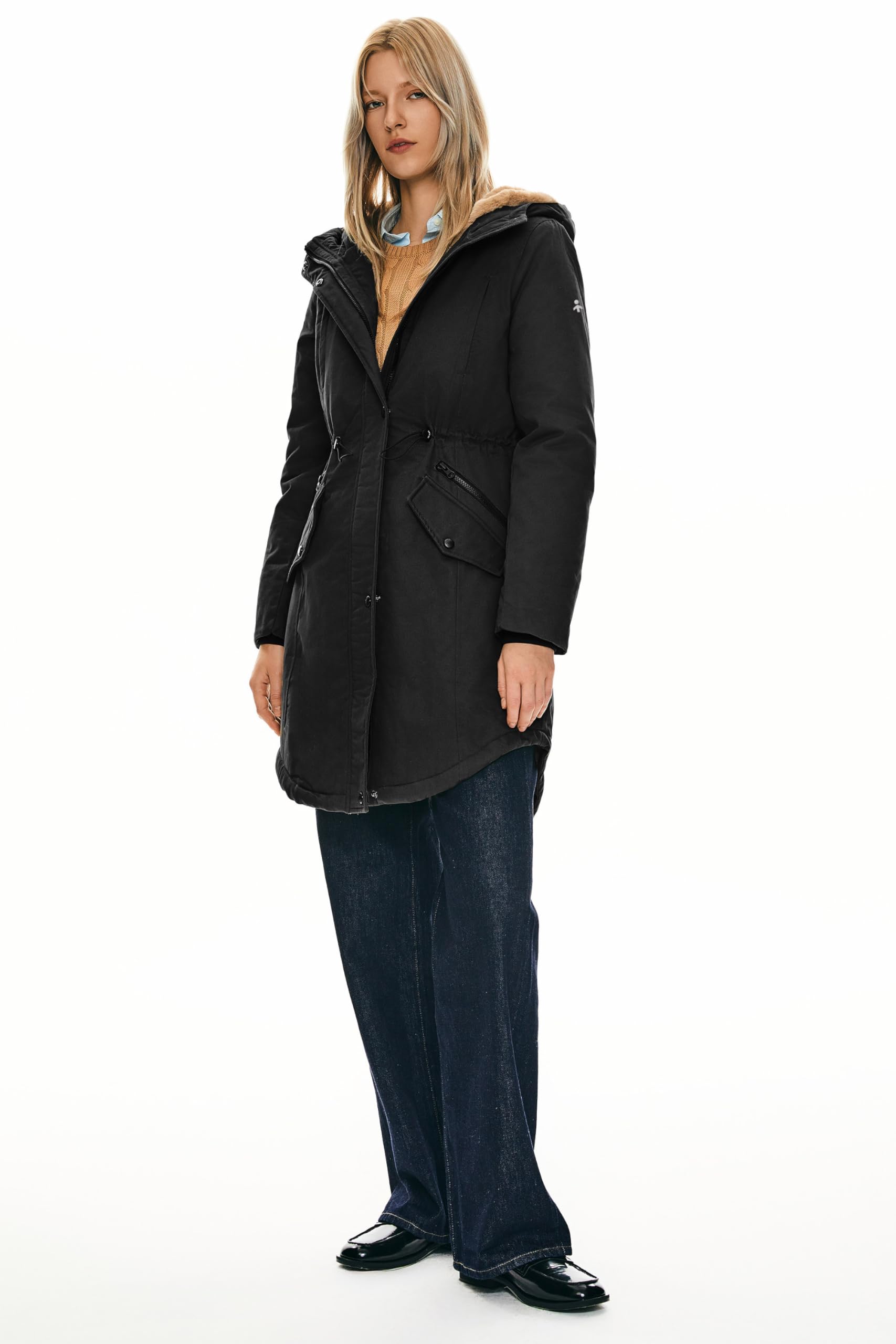 Orolay Parka de Mujer con Capucha y Forro Polar Chaqueta Acolchada para el Invierno