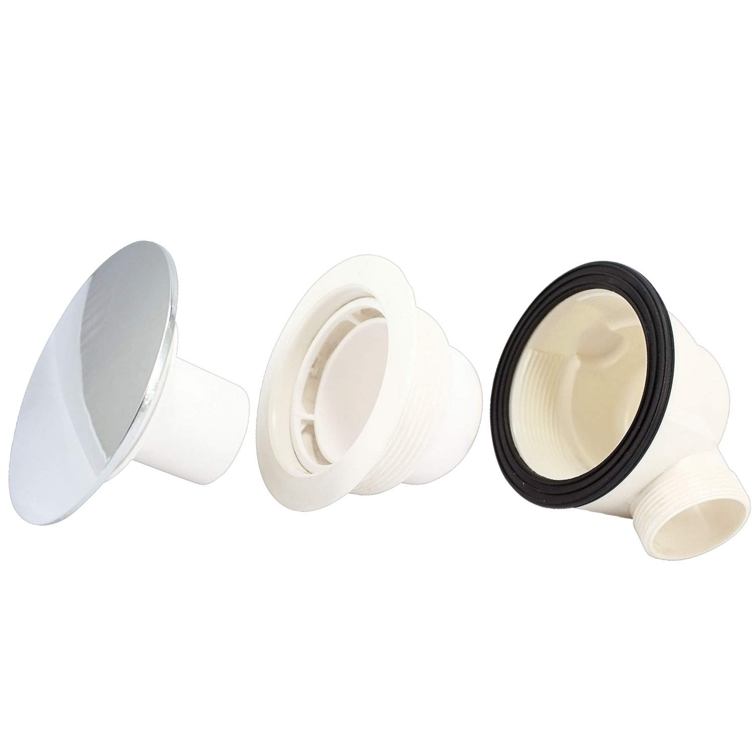 Desagüe de ducha de plástico cromado con espiga adaptadora y tubo de vapor - 85 mm