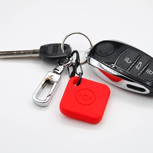 Miniatura 5 de Funda de silicona para Tile Mate 2020 y 2018 con llaveros, paquete de 2 fundas protectoras antiarañazos con mosquetón (negrorojo)