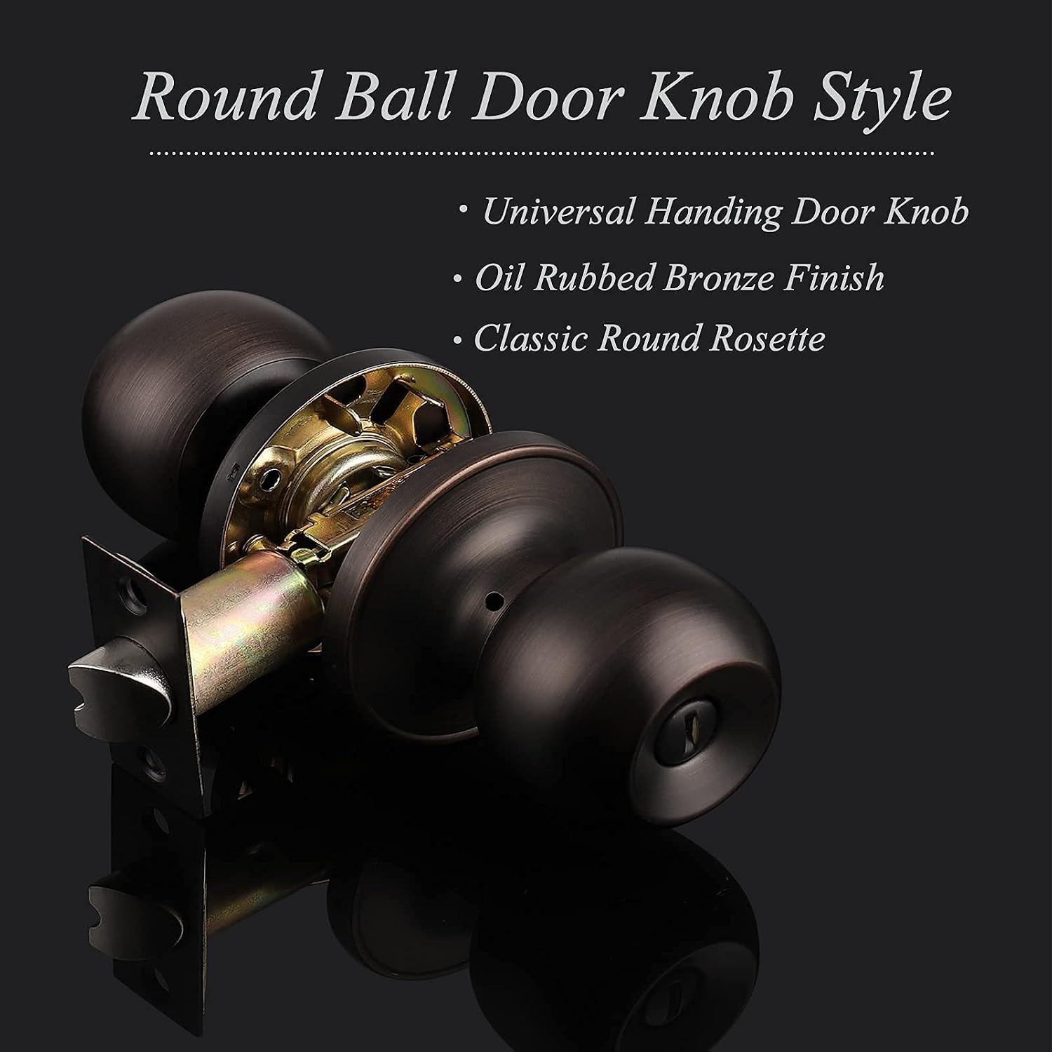 Probrico Round Oil Rubbed Bronze Bed/Bath Door Knobs Privacy Door Knobs Interior Keyless Door Locks (4 Pack)