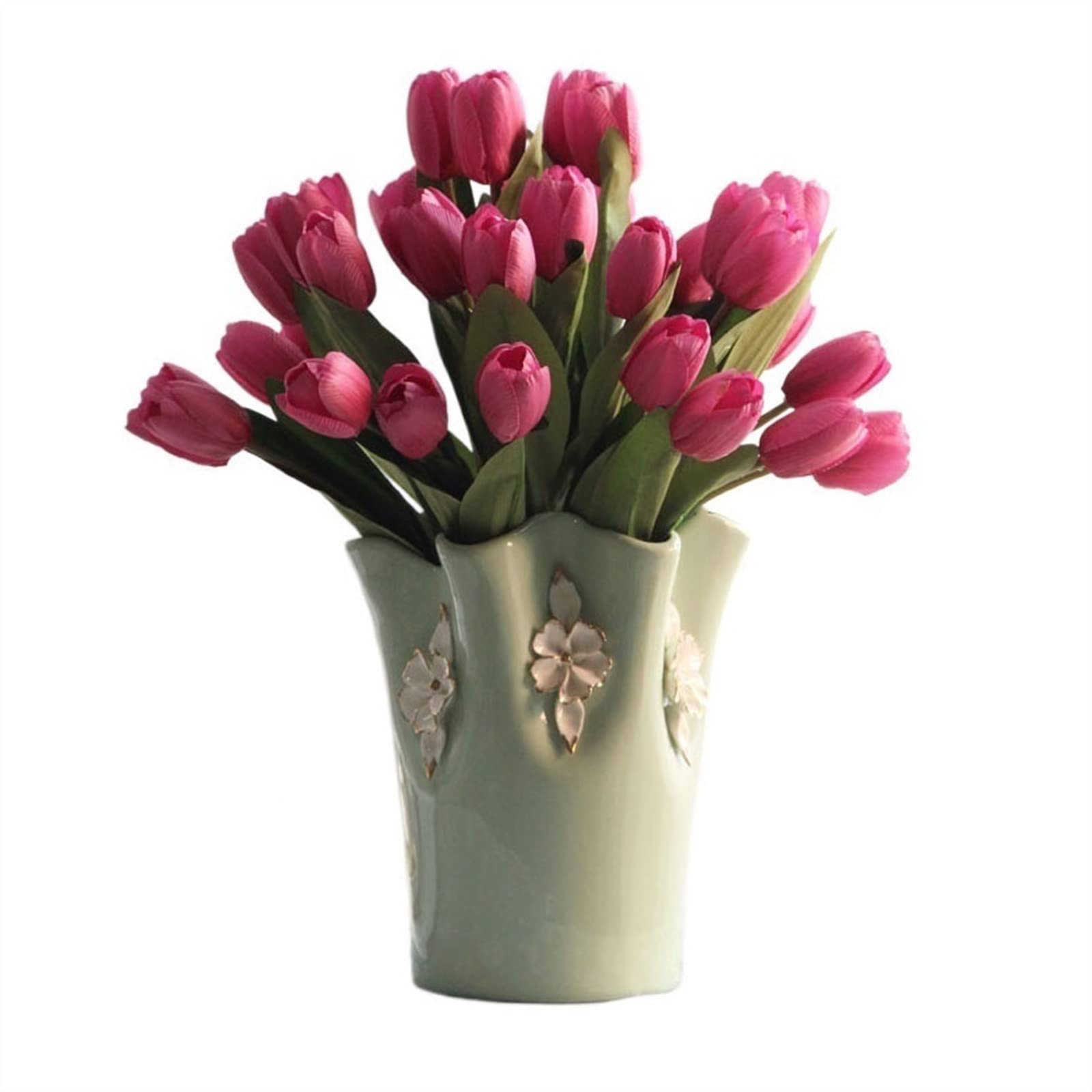 Fleurs artificielles durables sans entretien avec vase céramique
