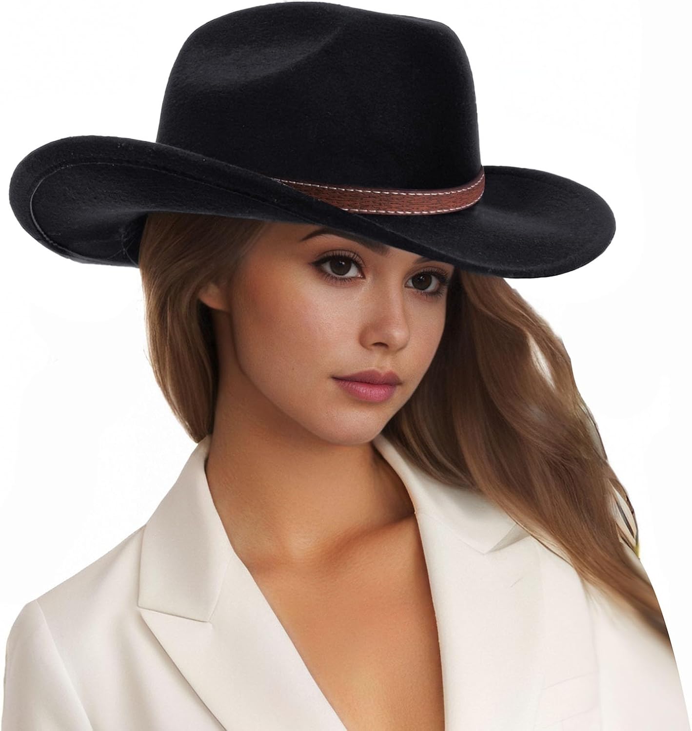 DESIGN - Cappello Da Cowboy Nero Con Fascia In Pelle Sintetica - Foto 7