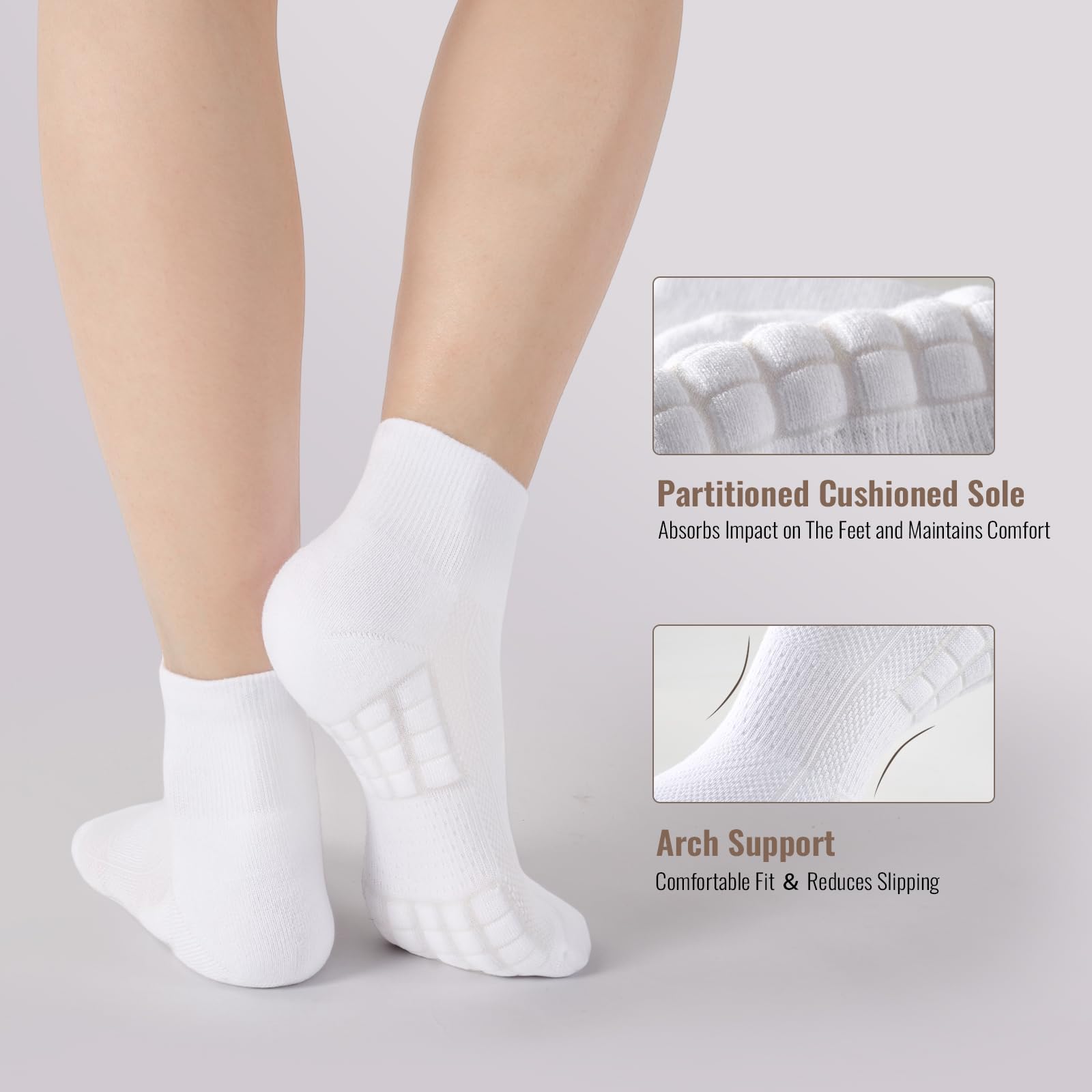 SukModen Ankle Running Socks Womens, 6/12 Pairs Cushioned Athletic Sport Quarter Socks Moisture Wicking Light Compression - 4