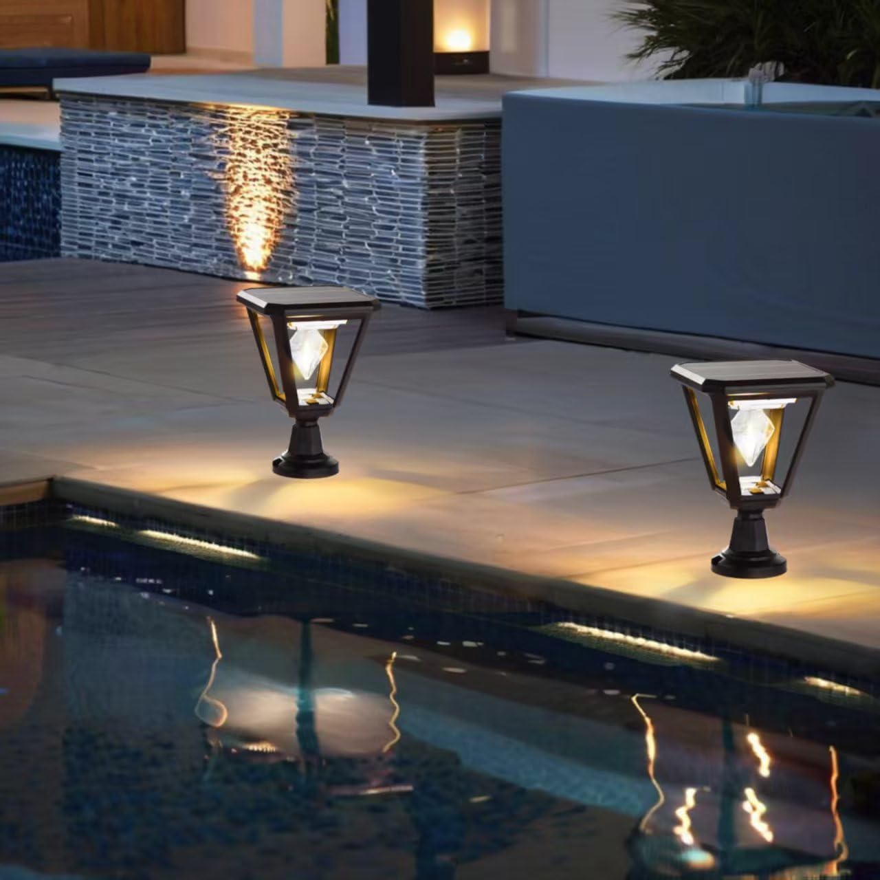 Alighting Solarleuchte für Zaunpfosten mit Dämmerungssensor – LED Solarlampe für Außen, Wasserdicht, Schwarze Gartenleuchte ohne Glas, ideal für Säulen, Terrasse, Einfahrt