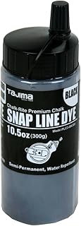 TAJIMA Marking Chalk - Black 10.5 oz (300g) Semi Permanent Snap-Line Dye with Durable Bottle & Easy-Fill Nozzle - PLC3-BK300