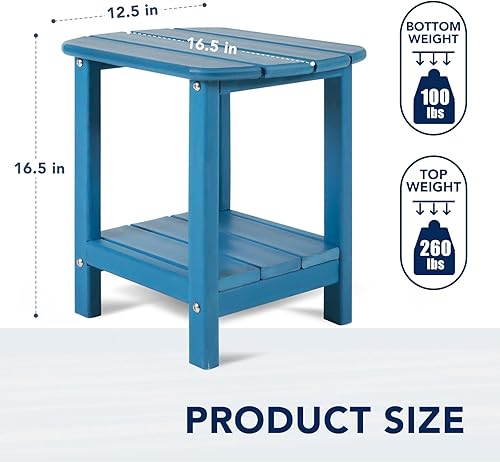 Miniatura 43 de nalone Adirondack - Mesa auxiliar para exteriores de 16.5 pulgadas, mesa auxiliar de plástico HDPE doble Adirondack para patio (madera)