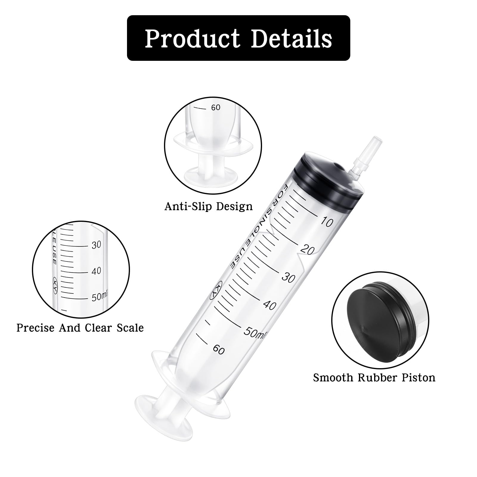6 strzykawek z wężem, 1 ml, 5 ml, 10 ml, 20 ml, 30 ml, 60 ml, strzykawki z tworzywa sztucznego, do laboratoriów naukowych, karmienia zwierząt domowych, delikatne dozowanie od zwierząt domowych