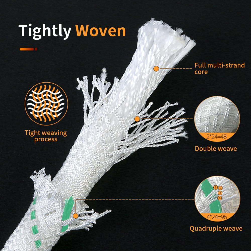 Corde de sécurité, Corde de Travail en Hauteur de 20 mètres de Longueur, Rappel Blanc avec 18 mm de diamètre et 28 KN de Traction (avec Verrouillage à Crochet de 15 KN)