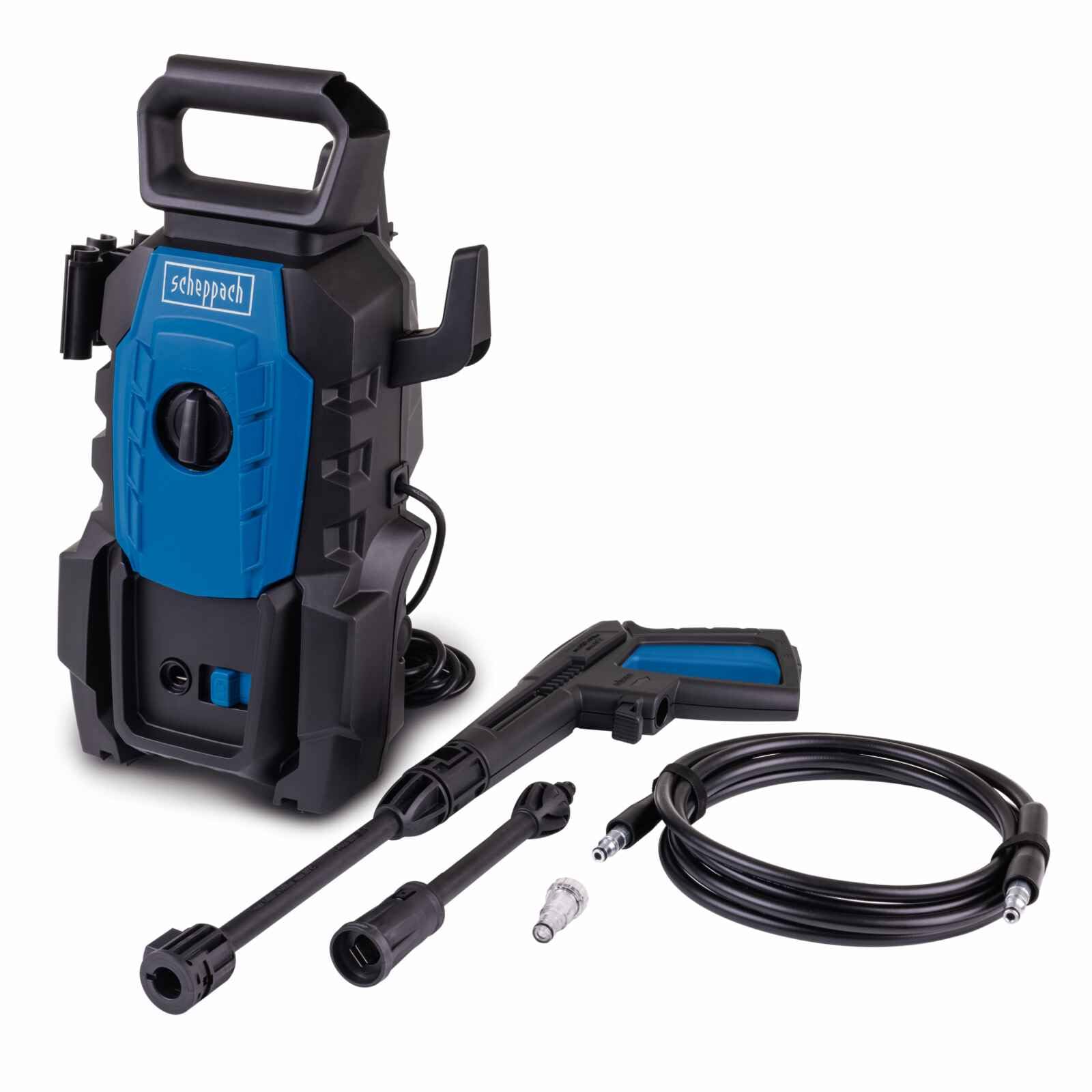 Scheppach HPC1400 Pressure Washer, 1400W, 110bar, 390L/h Flow Rate, 3m Hose, Quick-Connect Accessories, Lightweight & Compact Design โ image 1