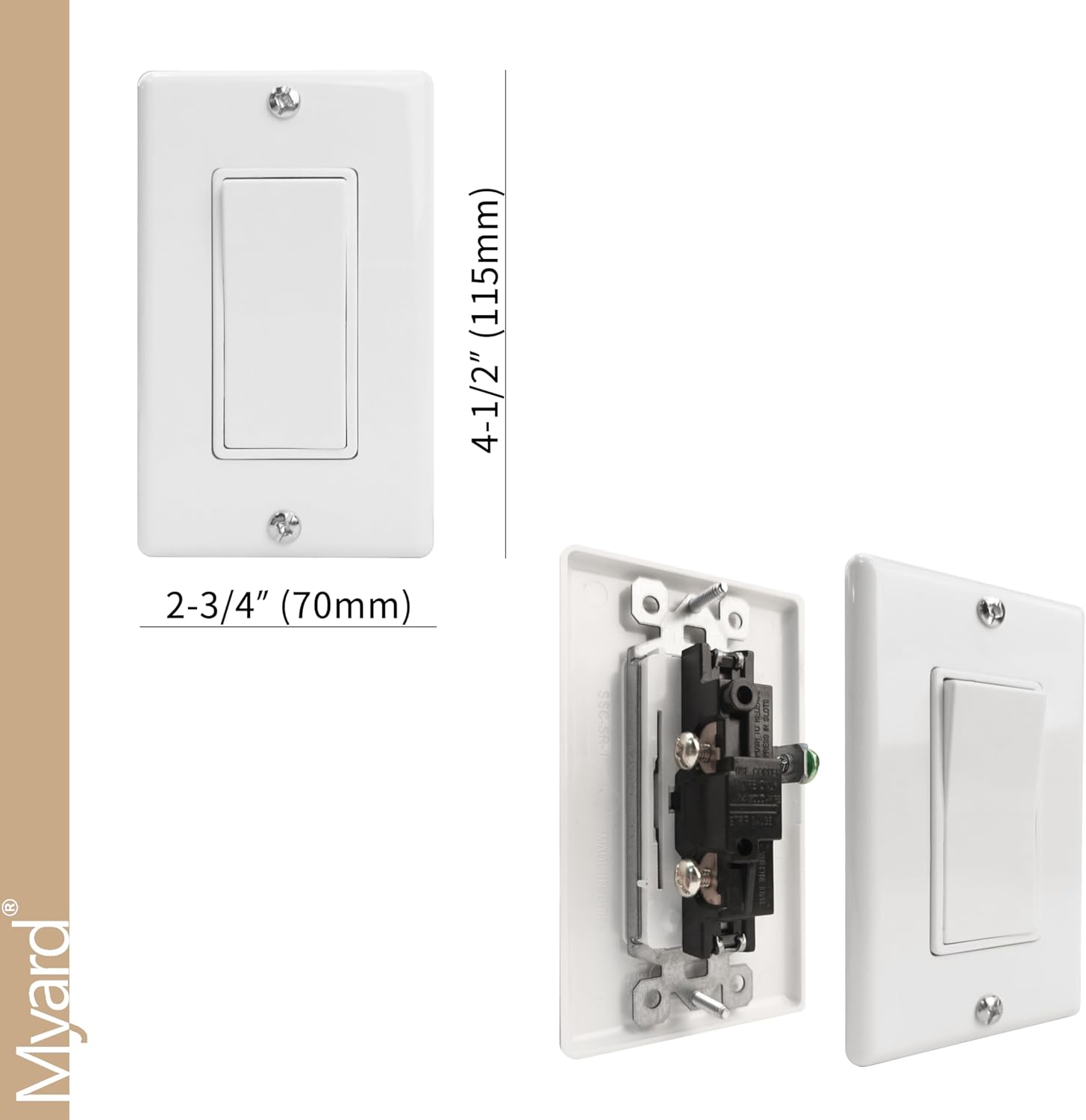 Durablow WS1001-W Wired Wall Mounted On/Off Fireplace Control Switch Kit (Plastic White)