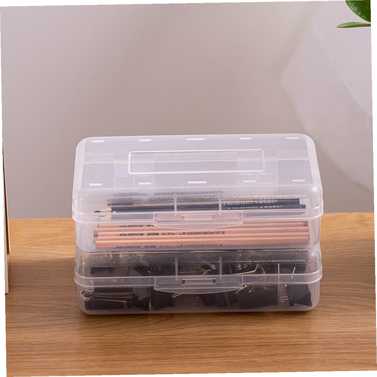 6 pezzi Organizer Penne Trasparente in Plastica Astuccio Scuola Impilabile con Capacità per Matite Penne e Accessori Resistente e Durevole per Studenti e Insegnanti