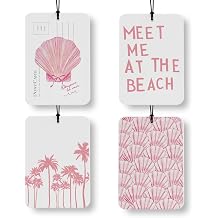 Coastal Seashell Car Air Freshener 4 Pcs, Preppy Meet Me At the Beach Coastal Ocean Beachy Air Freshener Hanging Decor for Cars Closet Drawer Books Accessories Gifts