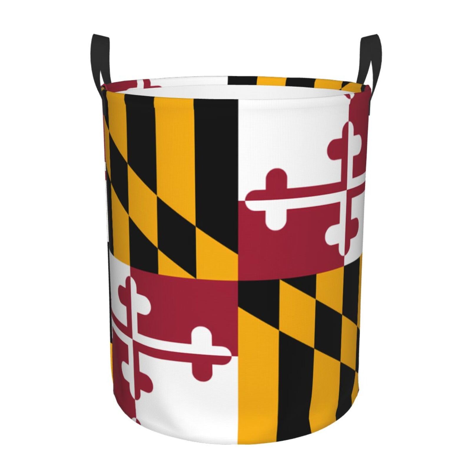 M Circular Hamper – Collapsible Maryland State Flag Print Laundry Basket